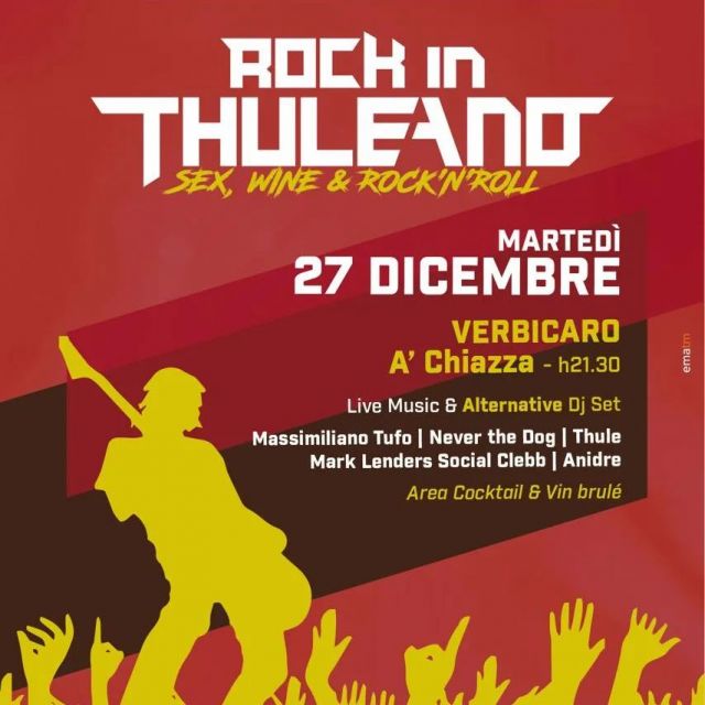 Ci siamo! 

Ecco a voi l'unico vero evento Live Rock natalizio dell'intera Riviera dei Cedri organizzato dai @thule_official in collaborazione con l'Associazione Orgia delle Note. 

Il 𝟐𝟕 𝐃𝐢𝐜𝐞𝐦𝐛𝐫𝐞, in una magica cornice come quella del Centro Storico di Verbicaro, si esibiranno numerosi artisti tra cui: @thule_official, @anidre.official, @marklenderssocialclebb,
@massimilianotufo ed i @never_thedog! 

Dopo il Live seguirà un Alternative DJ set inedito, unico nel suo genere! 

È invitato all'evento solo chi ha voglia di cantare, ballare, pogare, festeggiare! 🤘🔥💣 #rock